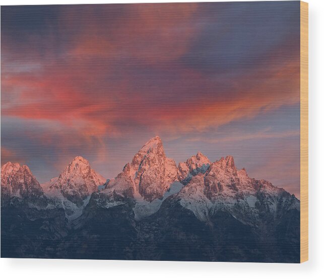 Grand Teton National Park Wood Print featuring the photograph Peak Sunrise by Kathleen Bishop