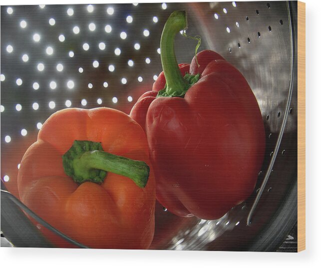 Pepper Wood Print featuring the photograph Peppers by Karen Smale