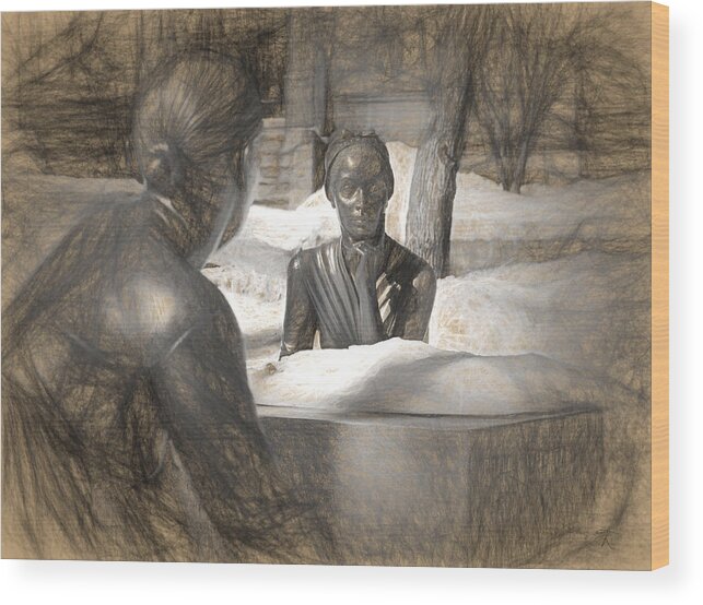 Boston Wood Print featuring the drawing Phillis Wheatley by Thomas Logan