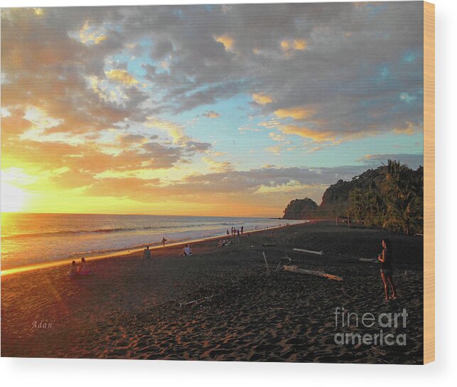 Costa Rica Wood Print featuring the photograph Playa Hermosa Puntarenas Costa Rica - Sunset A One by Felipe Adan Lerma