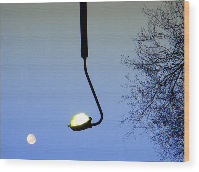 Golf Wood Print featuring the photograph Playing Golf with the Moon by Roberto Alamino