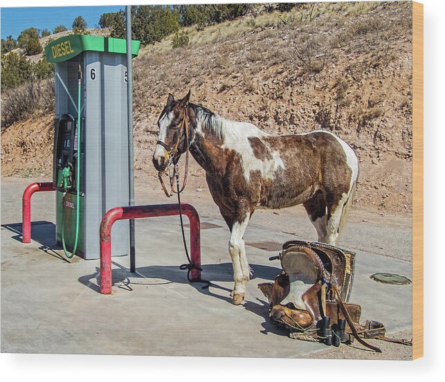Horse Wood Print featuring the photograph Pony at the Pump by Britt Runyon