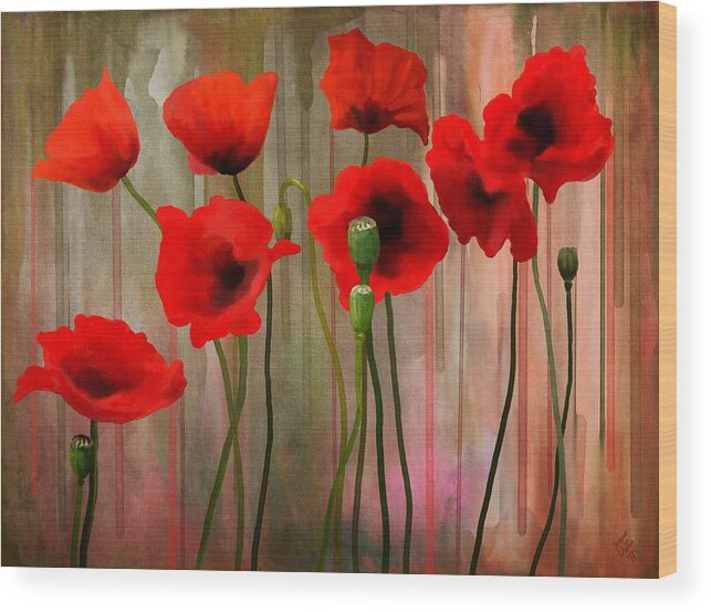 Poppies Wood Print featuring the painting Poppies by Ivana Westin