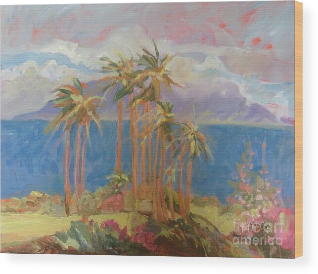 Landcape Wood Print featuring the painting Pualani Ranch View by Diane Renchler