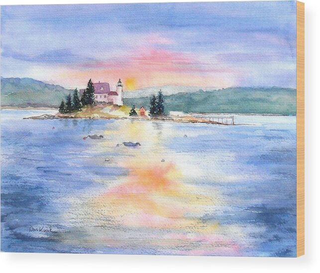 Maine Wood Print featuring the painting Pumpkin Sunset by Diane Kirk