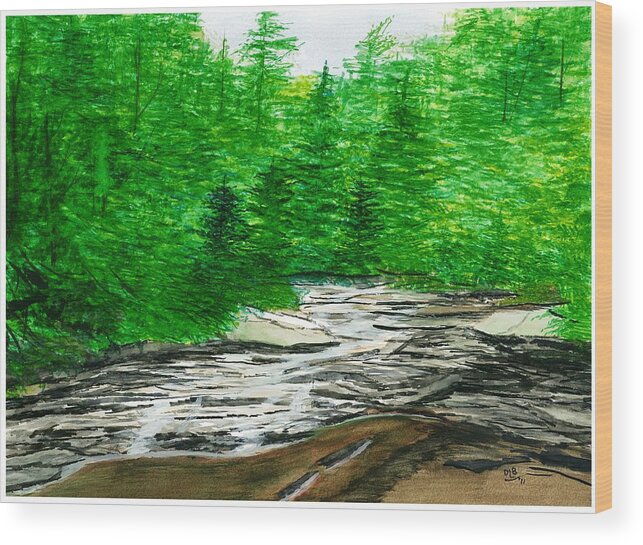 Landscape Wood Print featuring the painting Red Creek by David Bartsch
