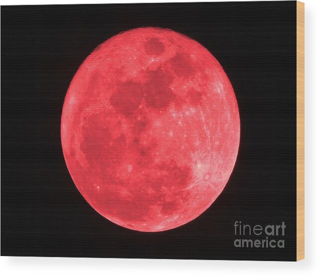 Moon Wood Print featuring the photograph Red Full Moon by D Hackett