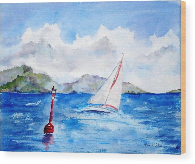 Sailing Wood Print featuring the painting Red Right Returning by Diane Kirk