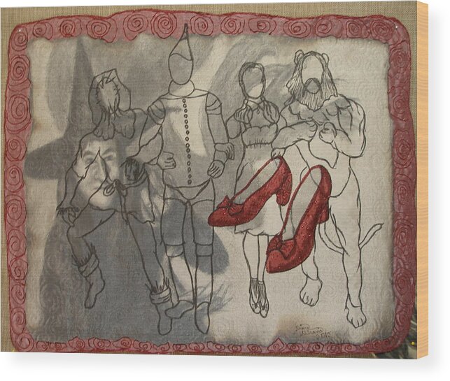 Mixed-media Wood Print featuring the mixed media Red Shoes by Diane DiMaria
