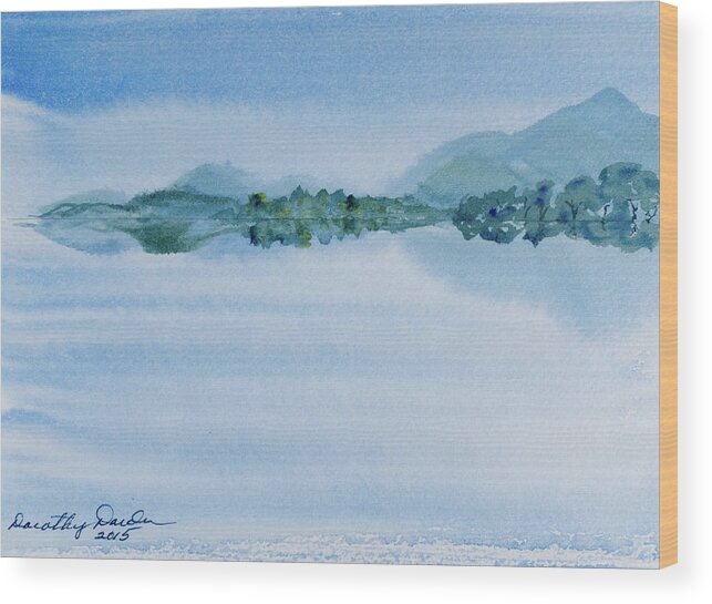 Australia Wood Print featuring the painting Reflection of Mt Rugby in Bathurst Harbour by Dorothy Darden