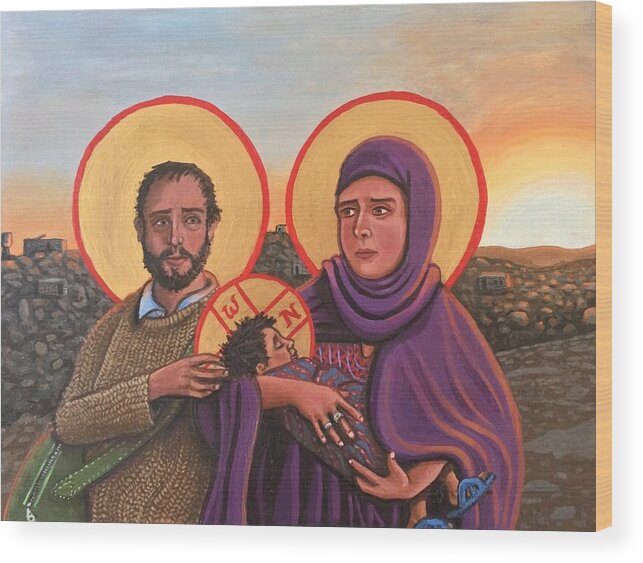  Wood Print featuring the painting Refugees The Holy Family by Kelly Latimore