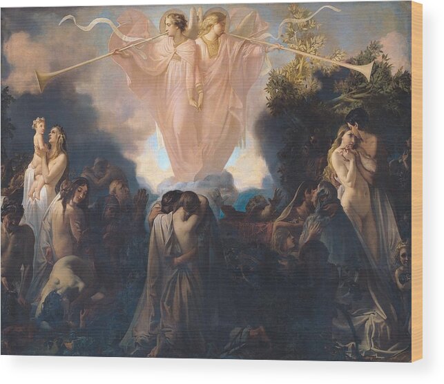 Angels Wood Print featuring the painting Resurrection of the Dead by Victor Mottez