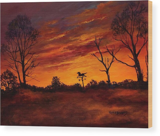 Sunset Wood Print featuring the painting Riding the Wind by Rand Burns