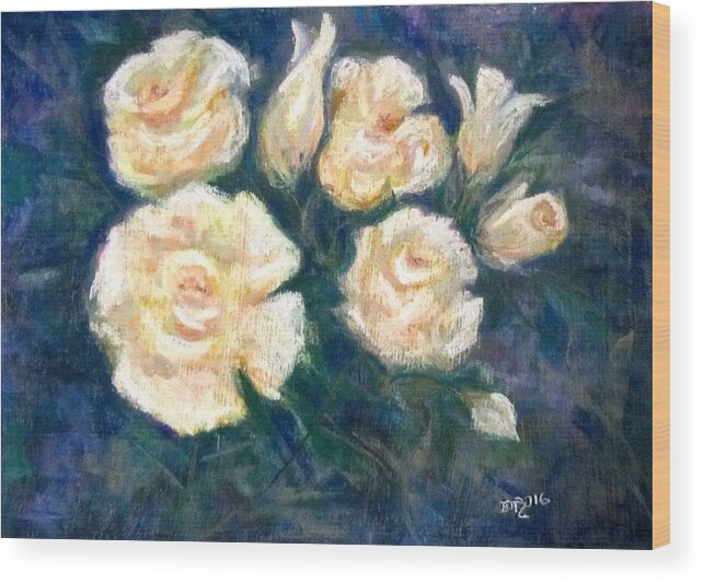 Roses. Rose Wood Print featuring the painting Robyn's Roses by Barbara O'Toole