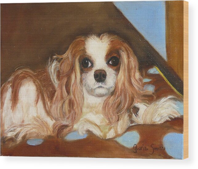 Dog Wood Print featuring the painting Roxy by Gloria Smith
