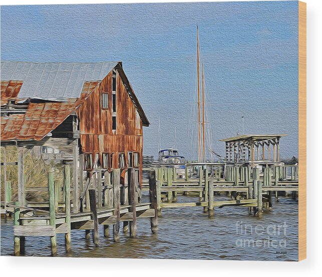 Art Wood Print featuring the painting Rusted But Still Standing In Apalachicola by DB Hayes