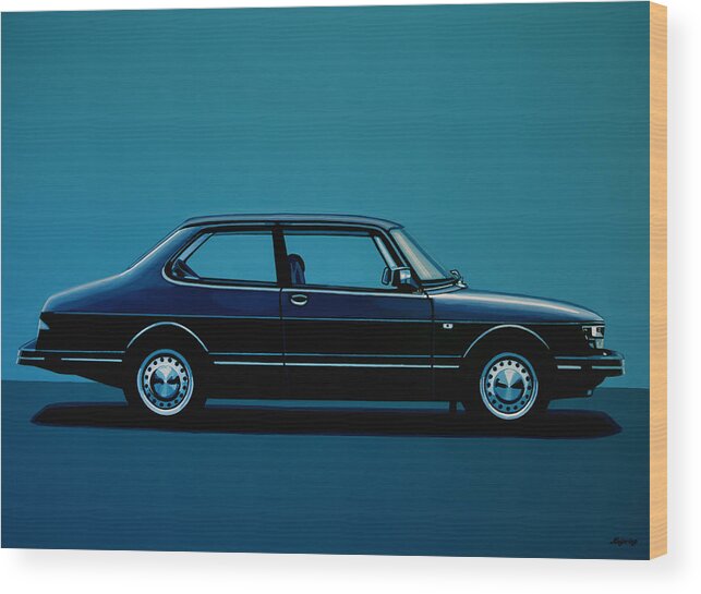 Saab Wood Print featuring the painting Saab 90 1985 Painting by Paul Meijering