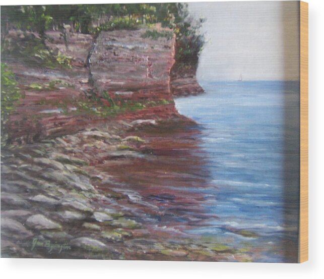 Whele State Park Wood Print featuring the painting Sail into the Light by Jan Byington