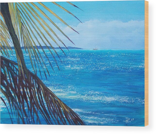 Seascape Wood Print featuring the painting Salinas Seascape by Tony Rodriguez