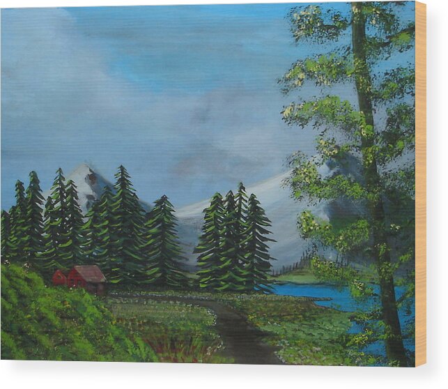 Scenery Wood Print featuring the painting Saskatchewan by Lessandra Grimley