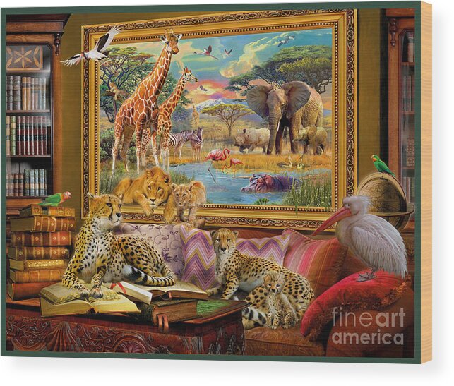 Africa Wood Print featuring the digital art Savannah coming to life by MGL Meiklejohn Graphics Licensing