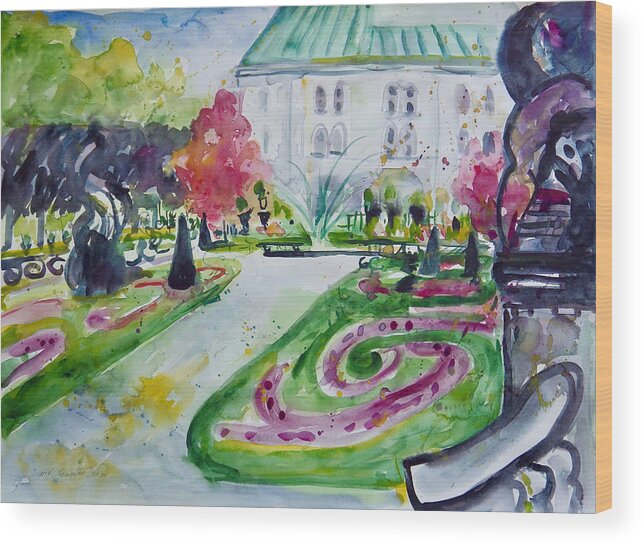 Salzburg Wood Print featuring the painting Schloss Mirabell by Ingrid Dohm