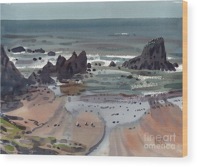 Seal Rock Wood Print featuring the painting Seal Rock Oregon by Donald Maier