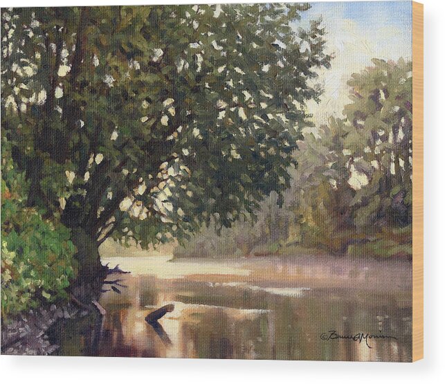 River Painting Wood Print featuring the painting September Dawn Little Sioux River - Plein Air by Bruce Morrison