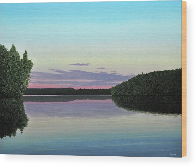 Landscape Wood Print featuring the painting Serenity Skies by Kenneth M Kirsch