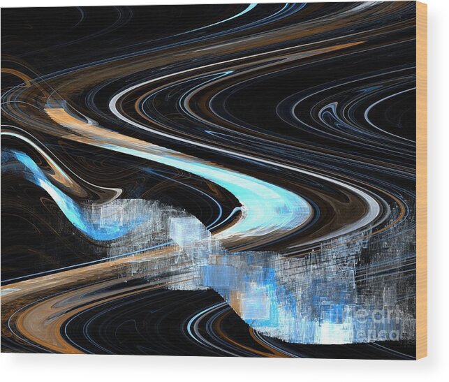 Apophysis Wood Print featuring the digital art Sienna Blue Curve by Kim Sy Ok