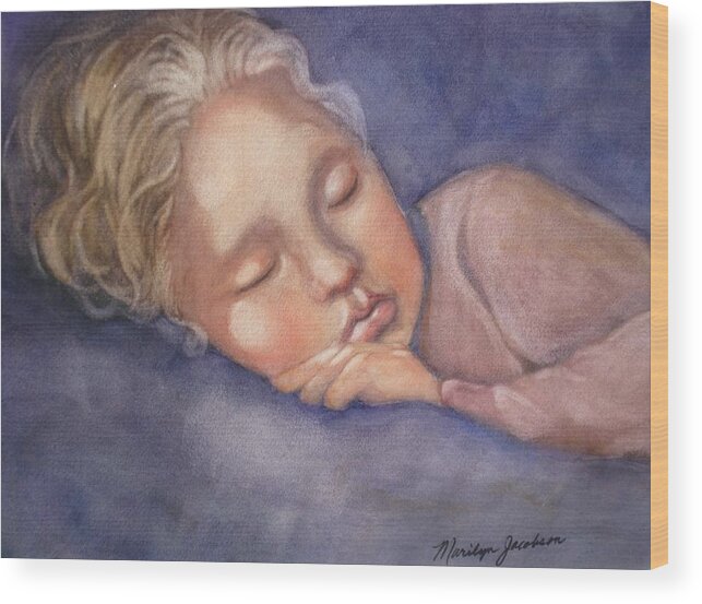 Sleeping Girl Wood Print featuring the painting Sleeping Beauty by Marilyn Jacobson