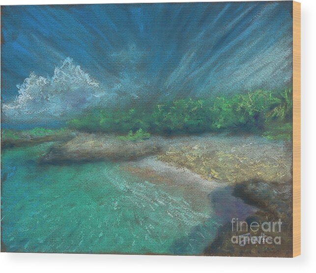 Beach Wood Print featuring the pastel Smith's Cove Landscape by Jerome Wilson