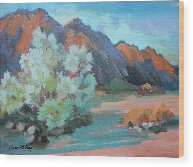 Box Canyon Wood Print featuring the painting Smoke Tree at Box Canyon by Diane McClary