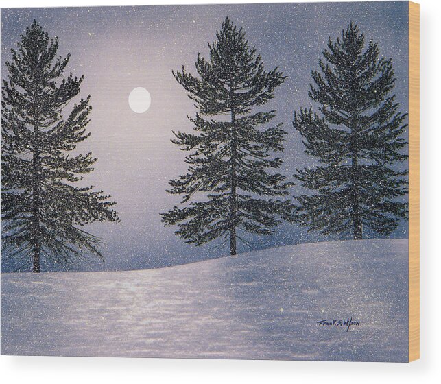 Mountains Wood Print featuring the painting Snow Light by Frank Wilson