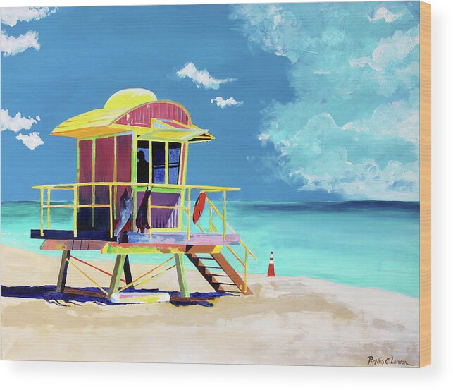 Miami Wood Print featuring the painting South Beach by Phyllis London