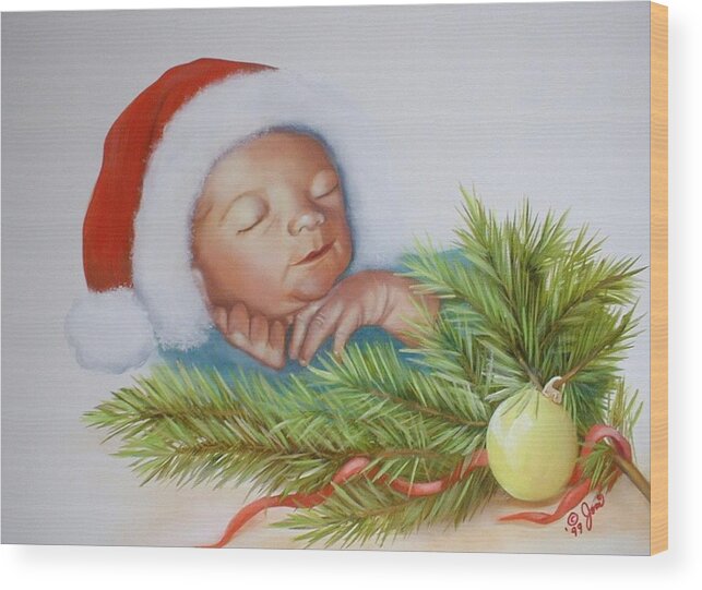 Christmas Wood Print featuring the painting Special Christmas Delivery by Joni McPherson