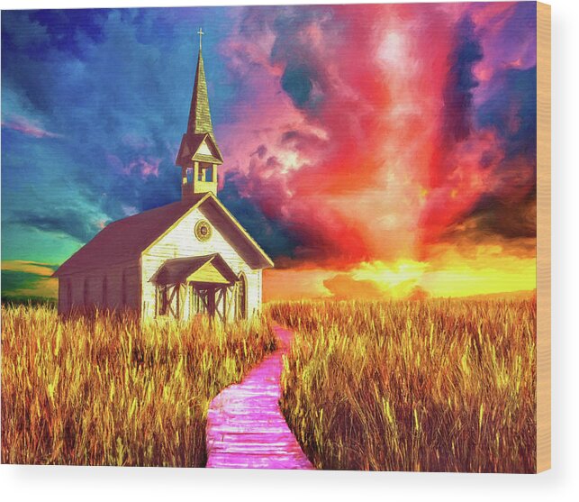 Church Wood Print featuring the painting Spiritual Event by Sandra Selle Rodriguez