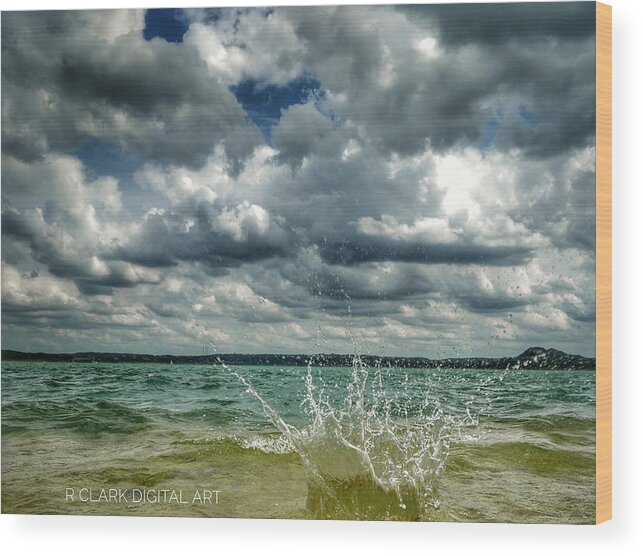 Landscapes Wood Print featuring the digital art Splash at Canyon Lake by Robert Clark