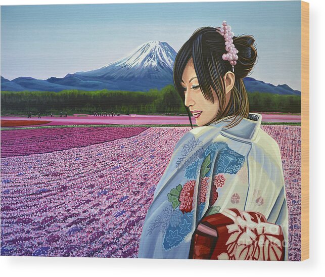Japan Wood Print featuring the painting Spring in Japan by Paul Meijering