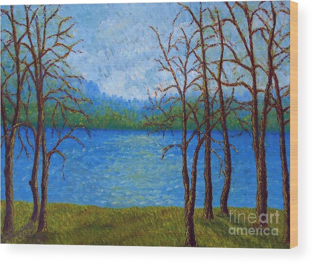 Landscape Wood Print featuring the painting Spring Time in Arkansas by Vivian Cook