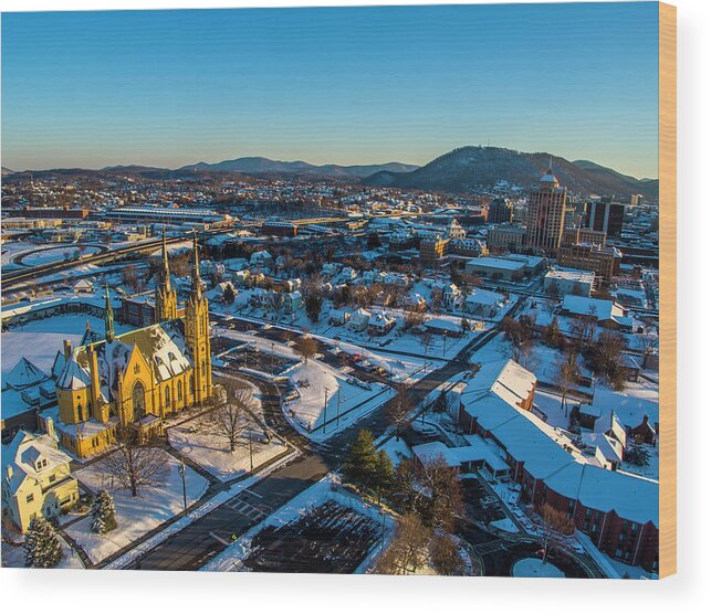 Catholic Wood Print featuring the photograph St. Andrew's Downtown 2 by Star City SkyCams