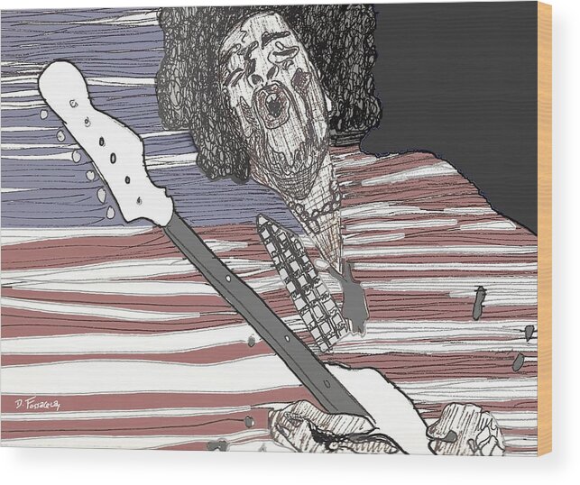 Hendrix Wood Print featuring the digital art Star Spangled Banner by David Fossaceca