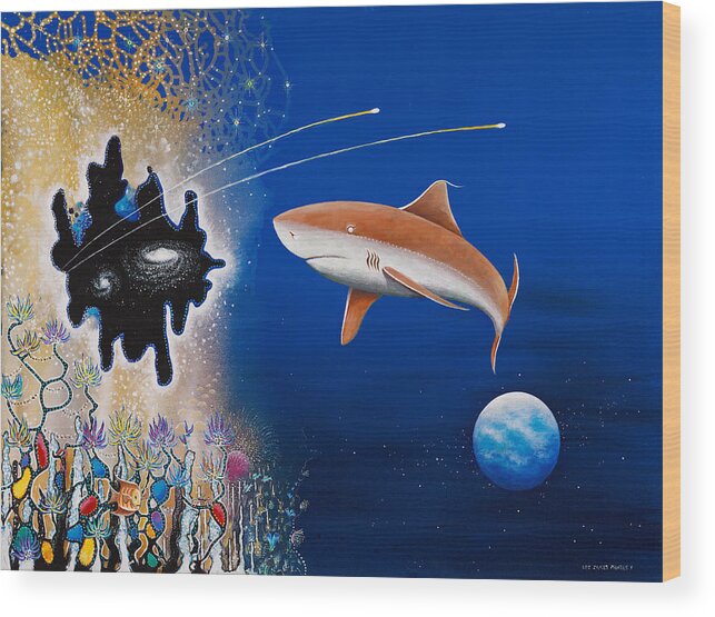 Beach House Wood Print featuring the painting Starry Eyed Shark by Lee Pantas