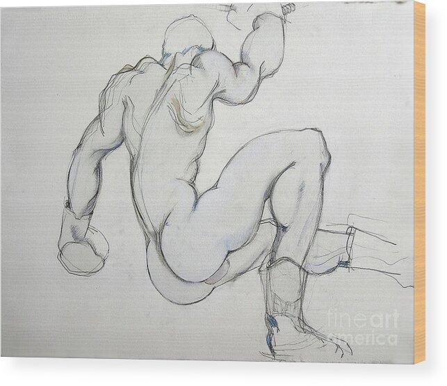 Boxer Wood Print featuring the drawing Still In the Game - 2 by Carolyn Weltman