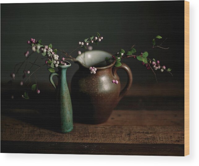 Still Life Wood Print featuring the photograph Still Life with Stoneware by Nailia Schwarz