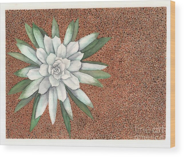 Succulent Wood Print featuring the painting Succulent by Hilda Wagner