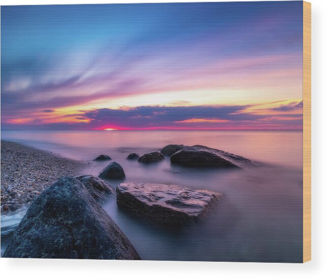 Summer Solstice Wood Print featuring the photograph Summer Solstice Sunset by John Randazzo