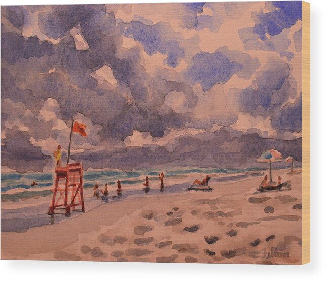 Beach Prints Wood Print featuring the painting Summertime by Julianne Felton