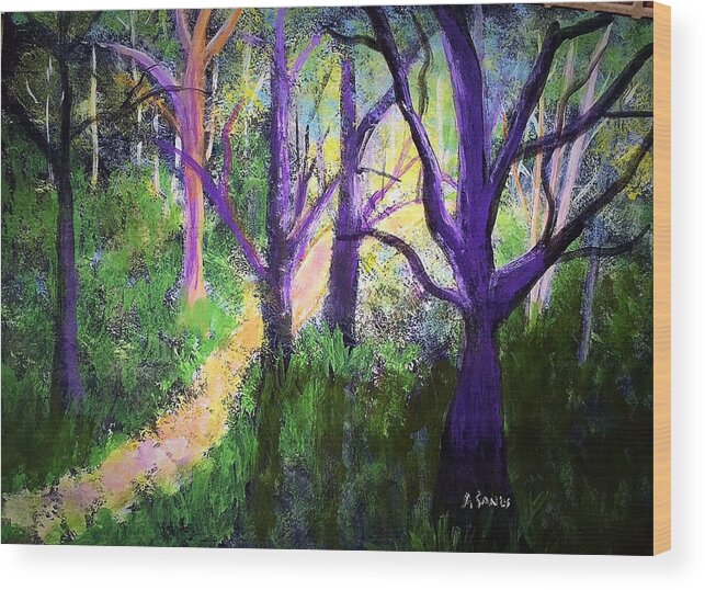Sunlight Wood Print featuring the painting Sunlight in the Forest by Anne Sands