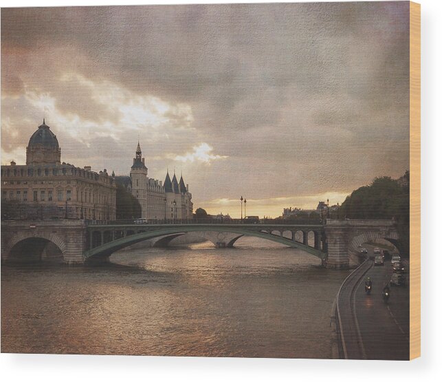 Paris Wood Print featuring the photograph Sunset in Paris by Hermes Fine Art
